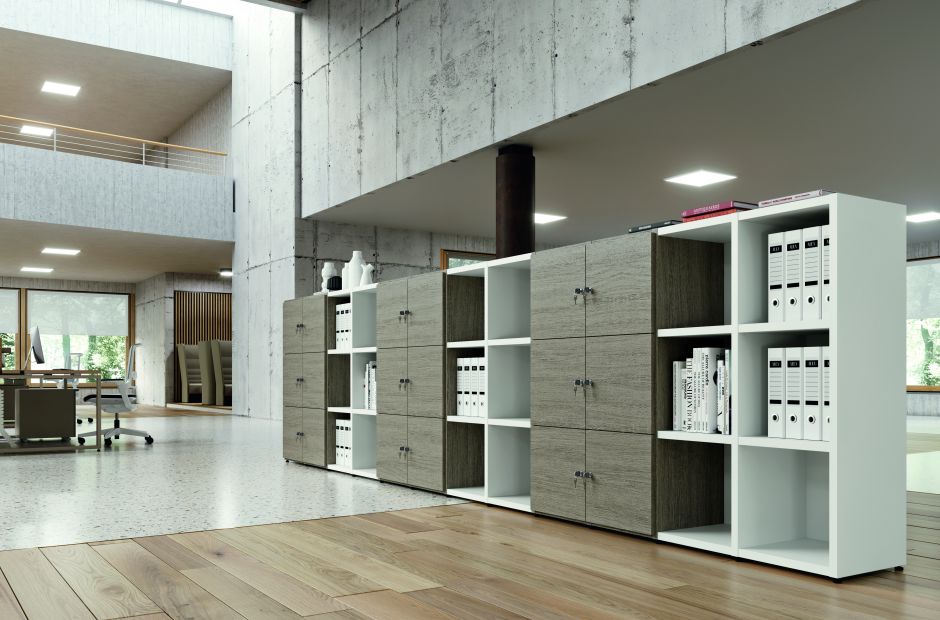 arredo-mobili-per-ufficio-linea-Wega-scrivanie-per-ufficio-mobili-operativi-porta-oggetti-in-metallo-bianco-e-legno-grigiastro