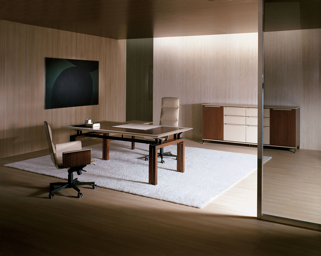Prestige-tavoli-riunione-scrivania-in-metallo-lucido-bianco-e-legno