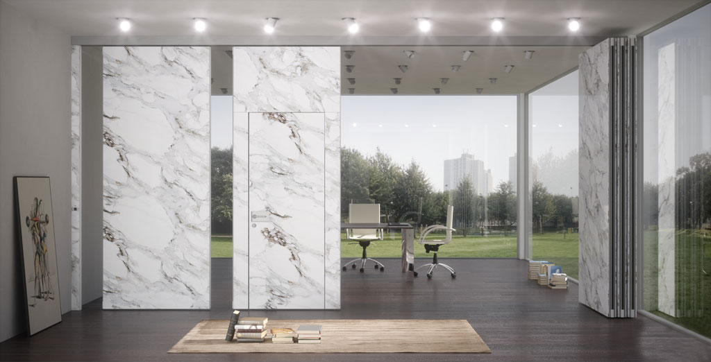 plan marble pareti manovrabili per ufficio effetto marmo